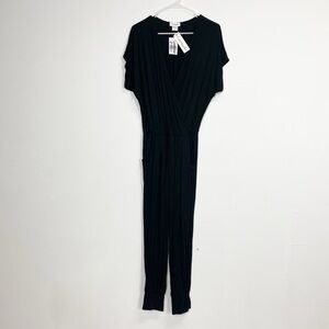 Loveapella Jumpsuit Romper Womens Size PM Petite Medium Black Dolman Sleeve NWT